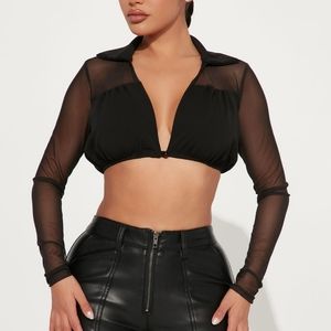 Fashion Nova Black Mesh Crop Top